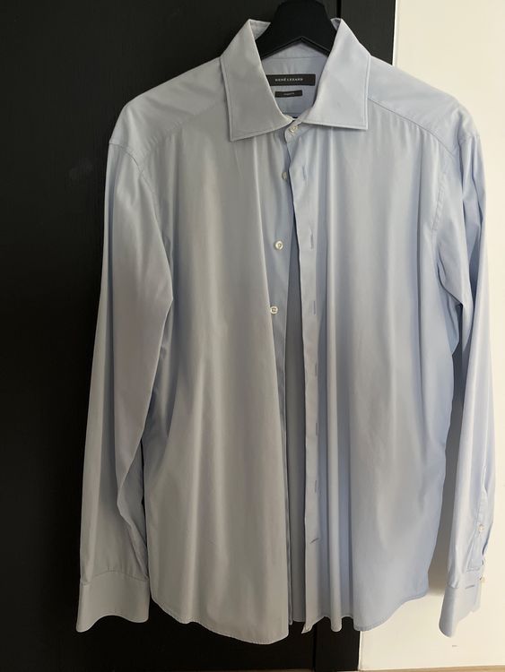 René Lezard Hemd Herren, shaped fit, blau, Grösse 41, top (Gebraucht