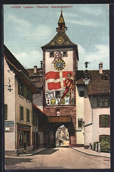 Cartoline postali: AK Liestal, Obertor mit Fassadenmalerei – Usato da Berlin venduto da bartko-reher
