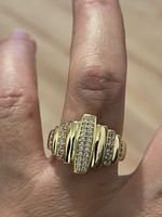 Bague style vintage 59,5 dorée jaune pierres zircons