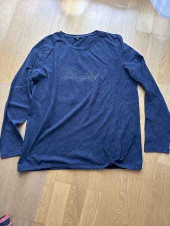 Damen Langarmshirt dunkelblau mit Strass Grösse M