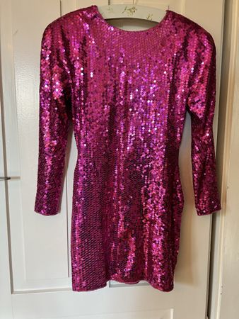 Pear Starlink Magenta Sequin Mini Dress, Size Medium