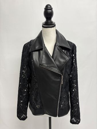 Nü Denmark Schicke Biker Jacke mit Spitze S/M schwarz