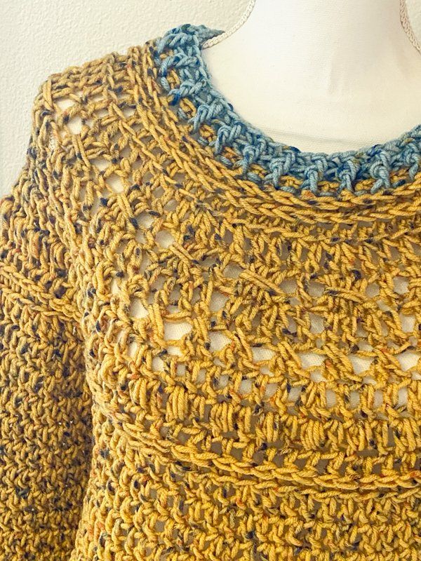 Pullover & Sweatshirts: Gehäkelte Topdown Pullover Pulli tweed gelb – Neu (gemäss Beschreibung) aus Carabbia von katiamandelli 1