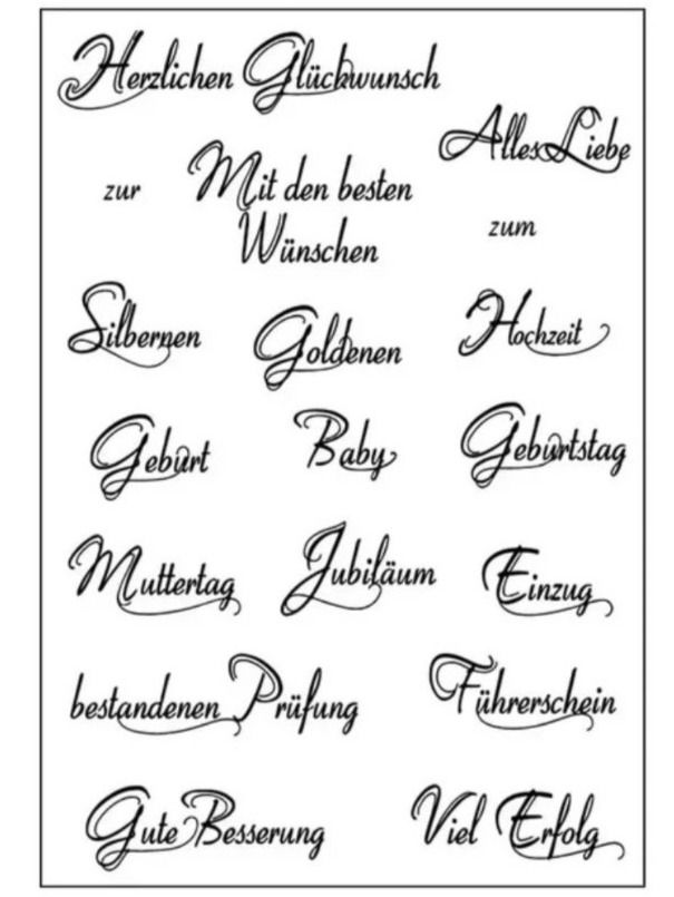 Timbri: Silikonstempel Nr.738, Glückwunsch, diverse Texte – Nuovo e nell'imballaggio originale da Gretzenbach venduto da Fliegepilz56