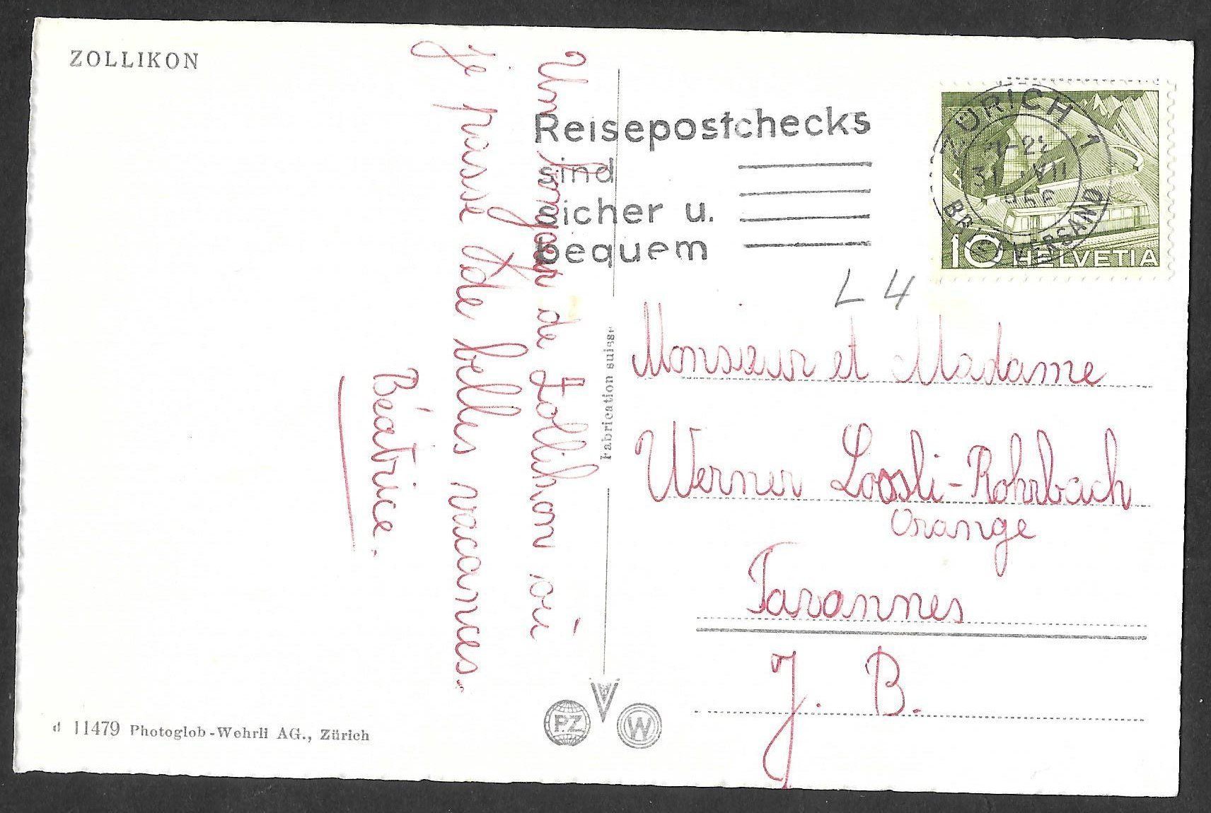 Cartoline postali: Zollikon Ansicht vom See aus – Usato da Olten venduto da clotaldi 1