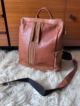 Sac à dos en cuir marron pour femme