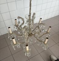 Klassische Kristall-Deckenlampe, 8-flammig, Messing, antiker