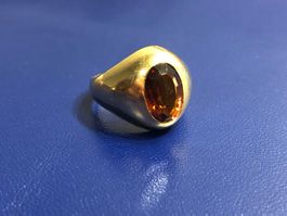 Damenring mit Citrin aus 18 Karat Gelbgold Au 750