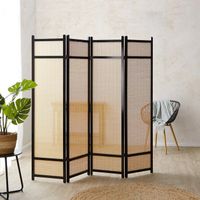 Paravent Braun Bambus Natur| 4 teilig | Holz | Raumteiler