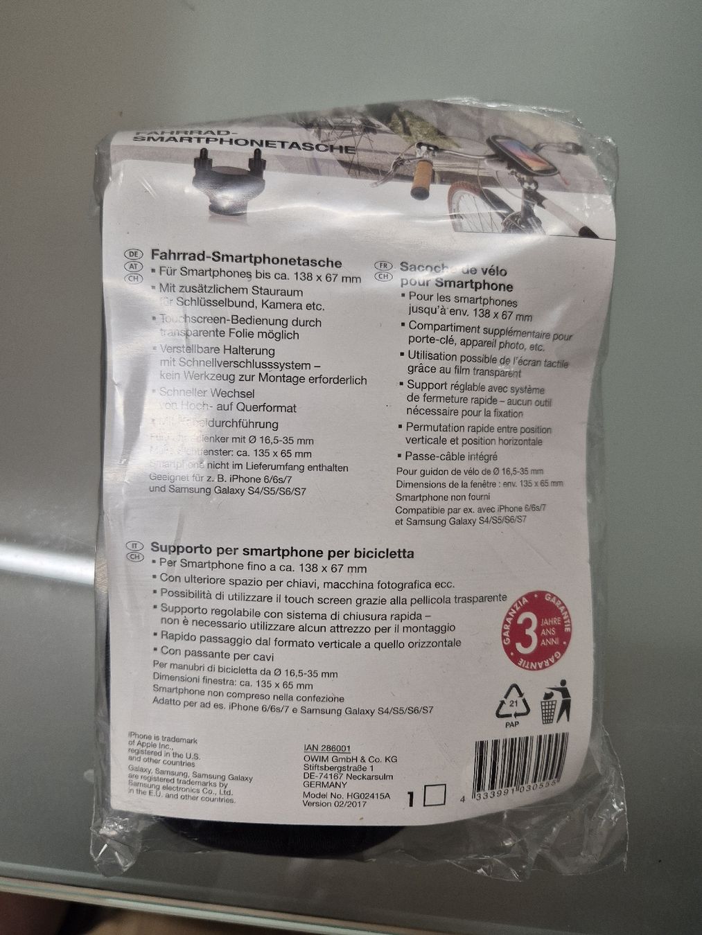 Pezzi di ricambio: Fahrrad-Smartphonetasche Neu – Nuovo e nell'imballaggio originale da Hefenhofen venduto da GSC99 1