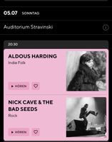 2 Tickets, Nick Cave & Aldous Harding, Montreux, 5.7.2026