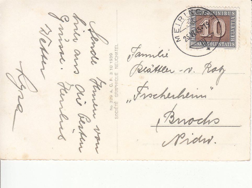 Cartoline postali: Meiringen, 1945 – Usato da Bürglen TG venduto da StampGraf 1