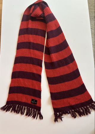 Écharpe chaude rayée bordeaux et rouge
