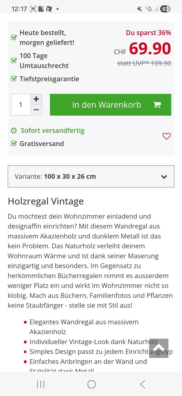 Scaffali: Wandregal Holz – Usato da Eschenbach SG venduto da SanFranciscoCalifornia 1