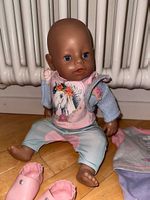 BABY born mit grossem Zubehör, Holzbett & Holzpuppenwagen