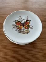 Vintage Dessertteller mit Schmetterlingsmotiv, 6 Stk.