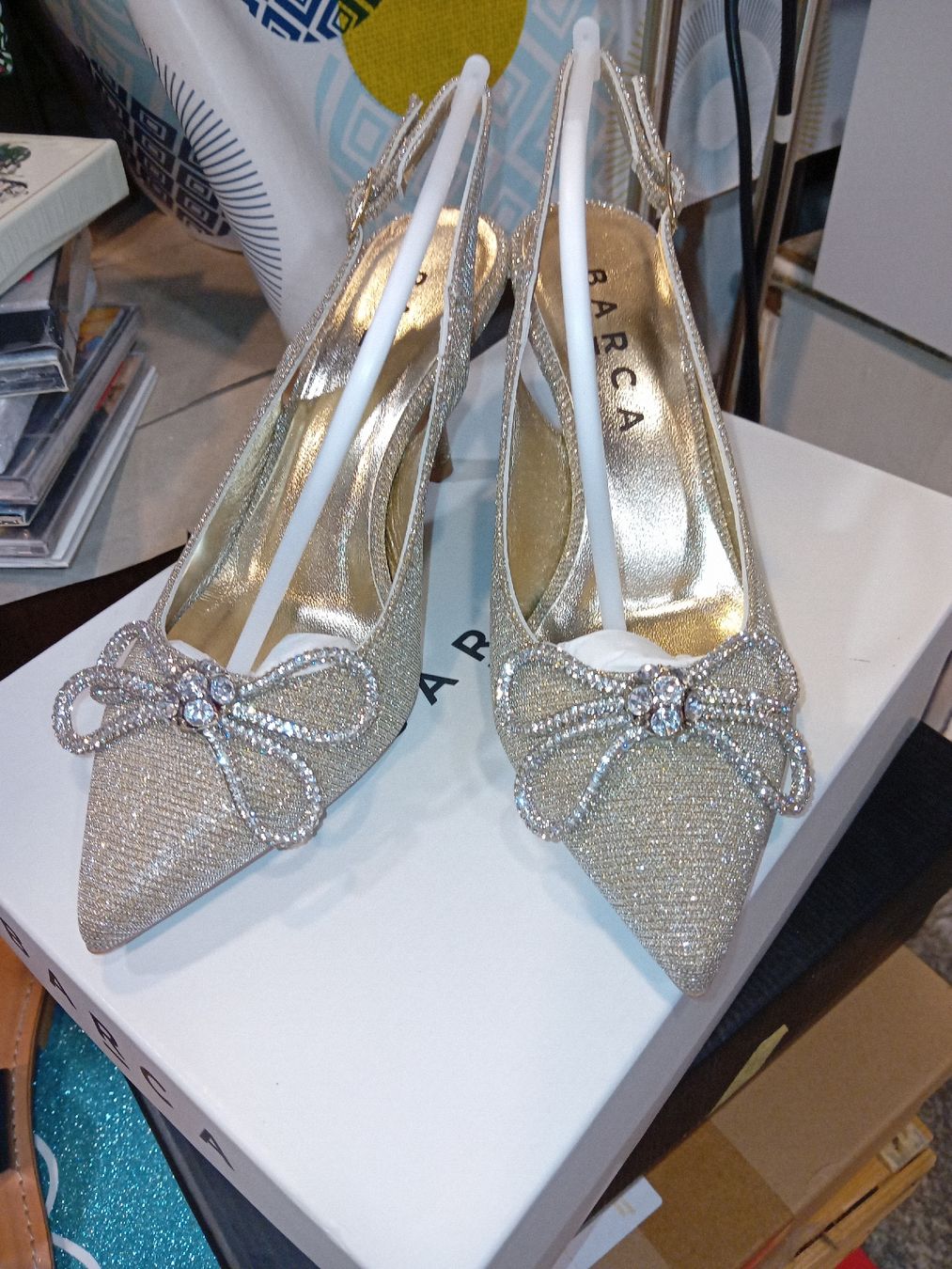 Damenschuhe: BARCA glitter oro con fiocco, tg 36 NUOVE – Neu und originalverpackt aus Biasca von Old_6blh 3