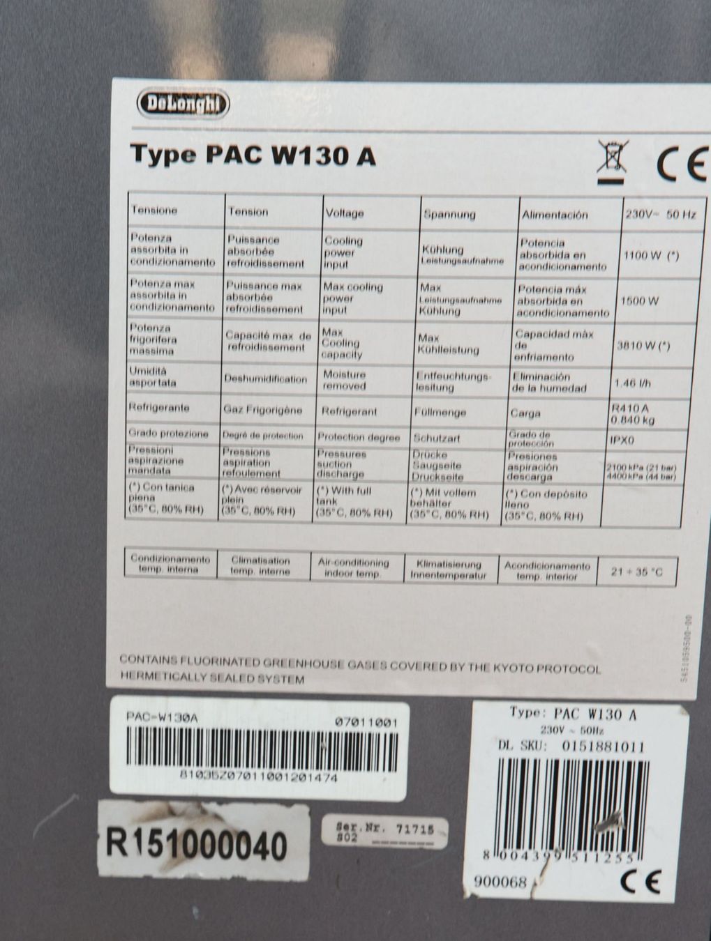 De'Longhi Climatiseurs: Delonghi Pinguino PAC W130A – Défectueux à Buchs SG par guido_biel 5