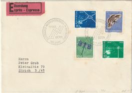 FDC 1952, originell frankierter Expressbrief grün/blau Fran