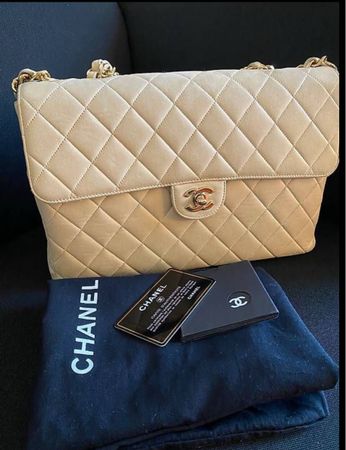 Chanel Jumbo Flap Bag, beige, goldener Hardware / Full Set
