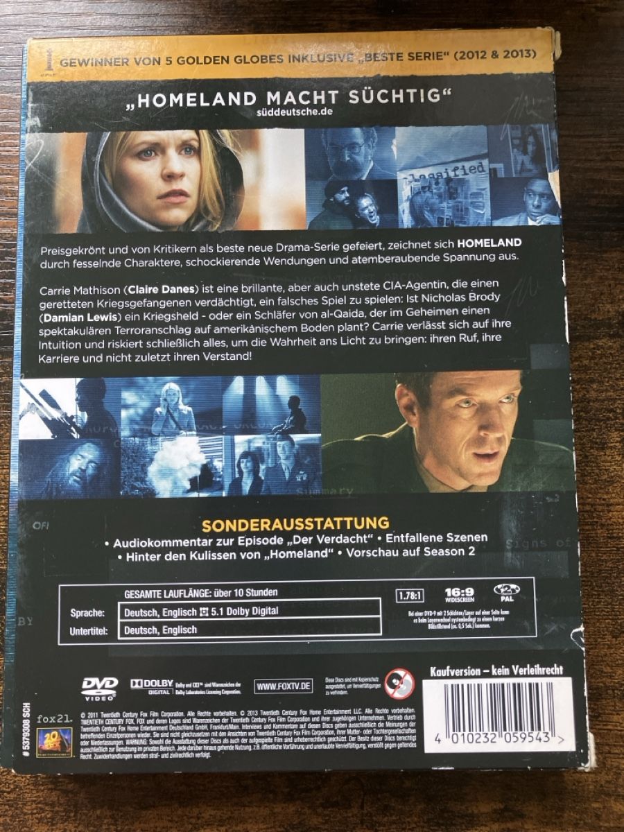 Tutti i DVDs: Homeland Staffel eins DVD – Usato da Glarus venduto da Jhuber78 1