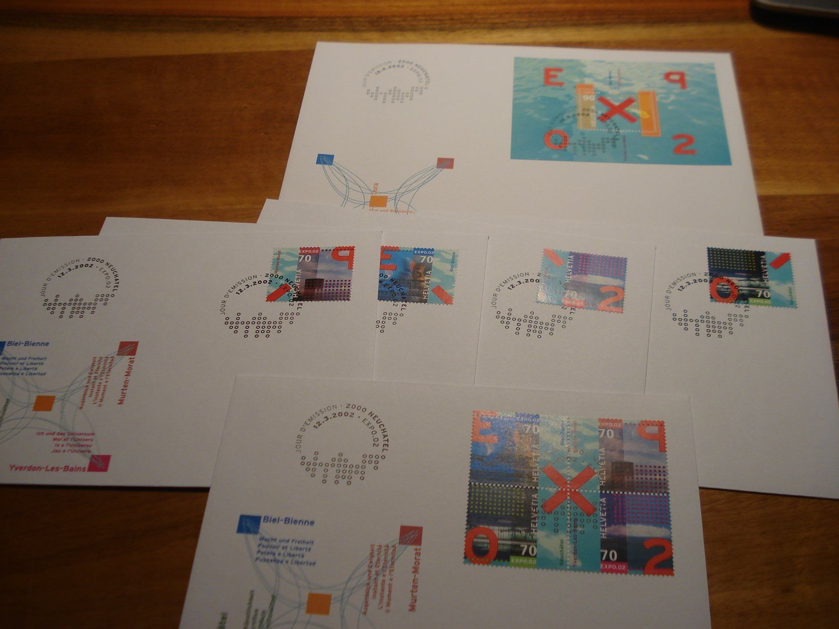 Tutti i francobolli: Set EXPO'02, 2002 FDC Block, 4erblock und Einzel – Usato da Niederwil AG venduto da morostahu 1