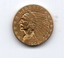 (2413) USA, 2½ Dollars 1909, Indianer, vz
