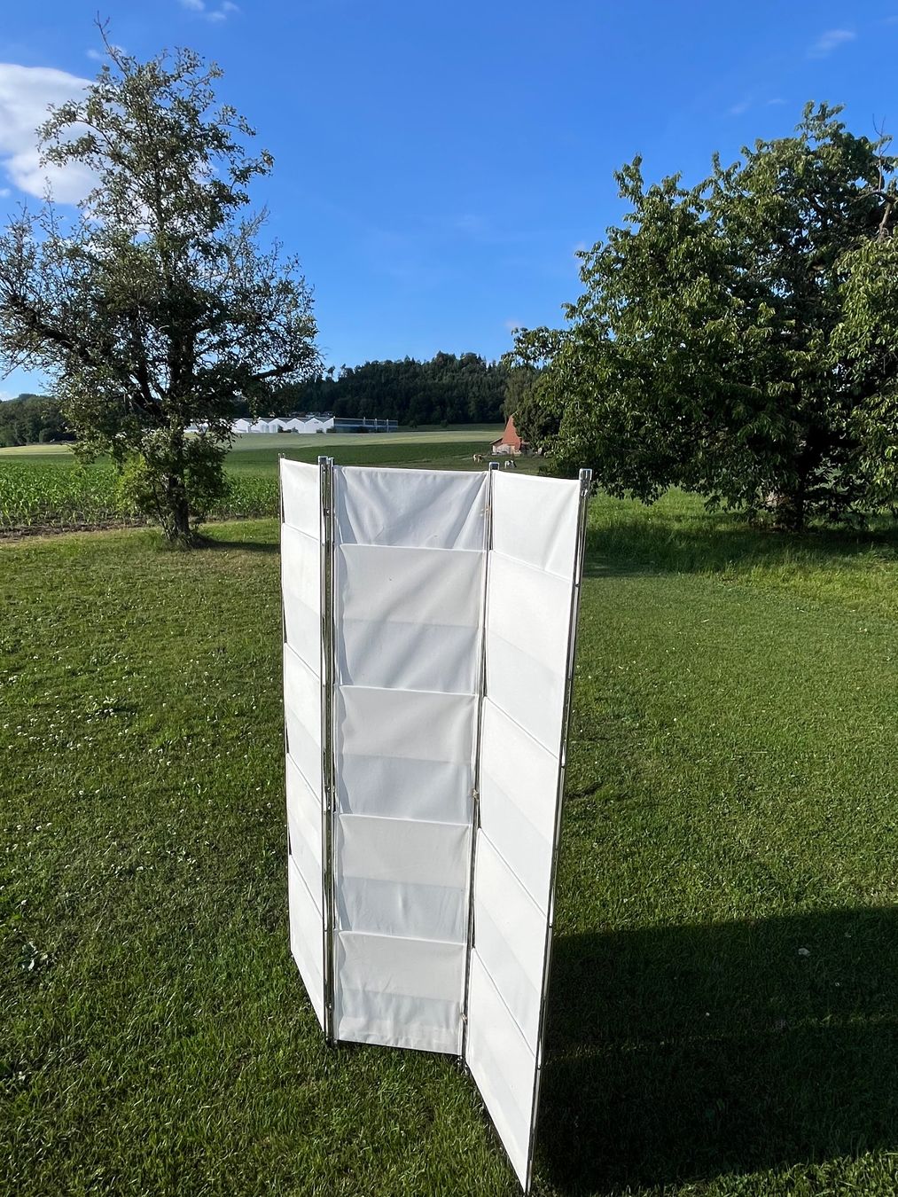 Paraventi: Paravent Metall mit Tuch bespannung – Usato da Allmendingen b. BE venduto da juair 1