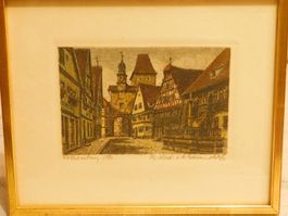 Sehr schöne Original. Antik Radierung 1955er
