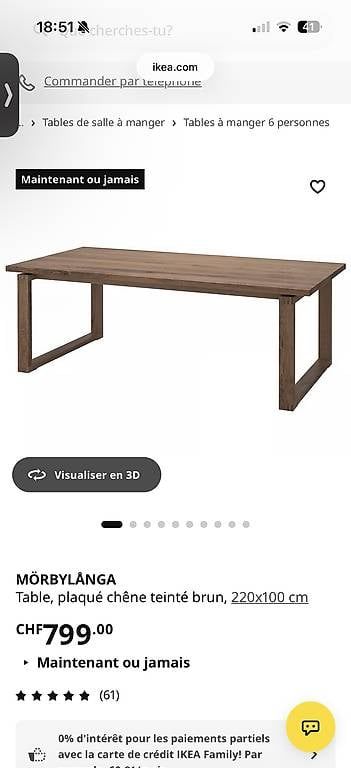 Tavoli: Table IKEA MÖRBYLÅNGA – Nuovo e nell'imballaggio originale da Trélex venduto da Lola130