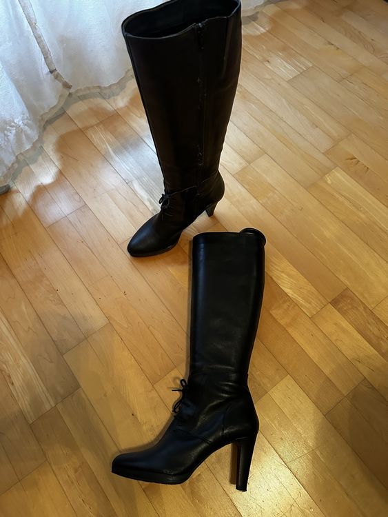 Leder-Stiefel Grösse 40 schwarz mit Absatz 1