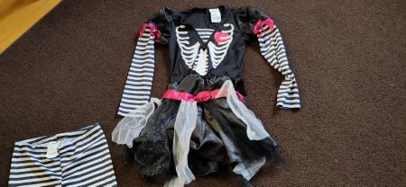 Gruseliges Fasnacht Halloween Kostüm Skelett Gr. 152