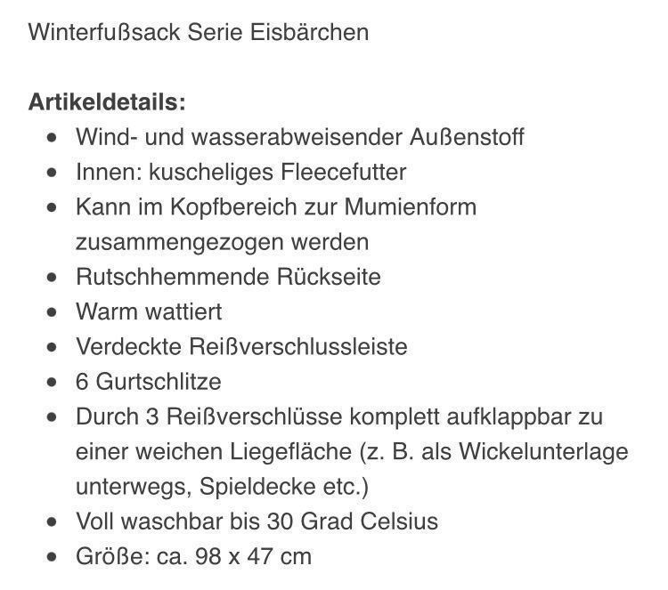 Schlafsäcke: Winterfusssack Serie Eisbärchen – Neu und originalverpackt aus Winterthur von Benz420 4