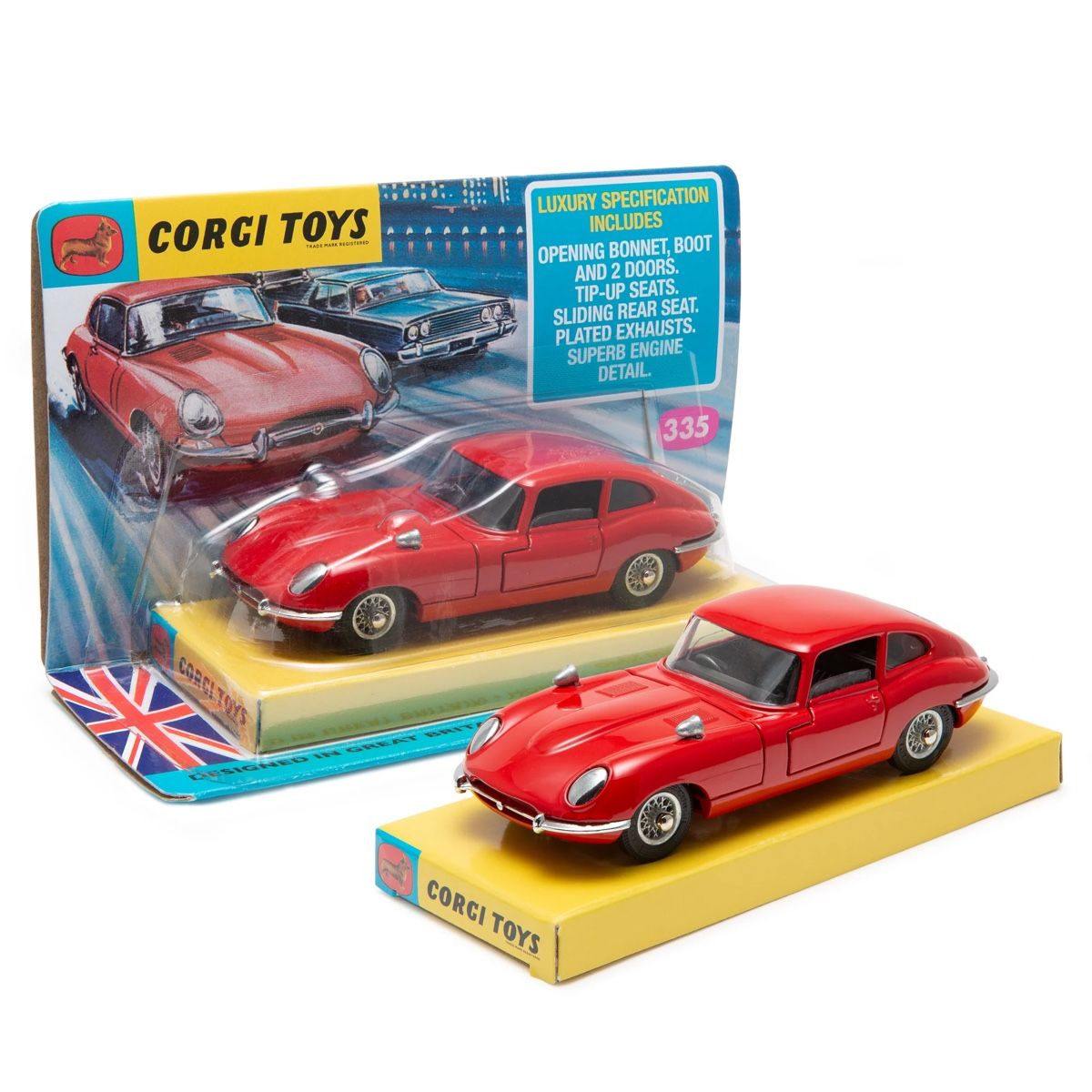 Corgi Toys Modellini d'auto: JAGUAR E-TYPE ROT 4.2l ROT 2+2 1:43 CORGI – Nuovo e nell'imballaggio originale da Suhr venduto da Moebelsiralfred