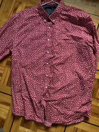 JEREM Herren Hemd, Gr. 45, Weinrot mit Blumenmuster Top!