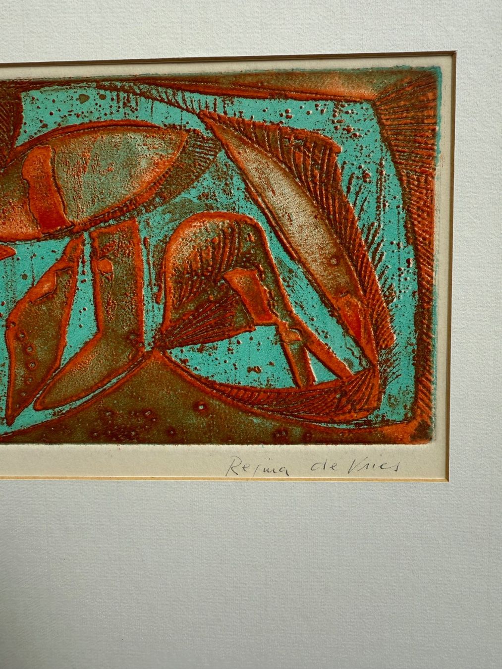 Xilografie: Holzschnitt " Scampi" von Regina de Vries – Usato da Winterthur venduto da Barunggeli 2