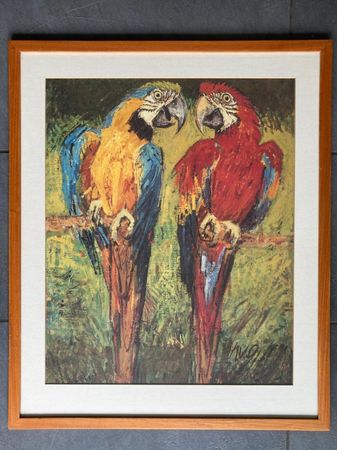 Fritz Hug  Kunstdruck  Papageien  Ara