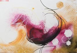 Acrylbild abstrakt Gold Magenta Unikat