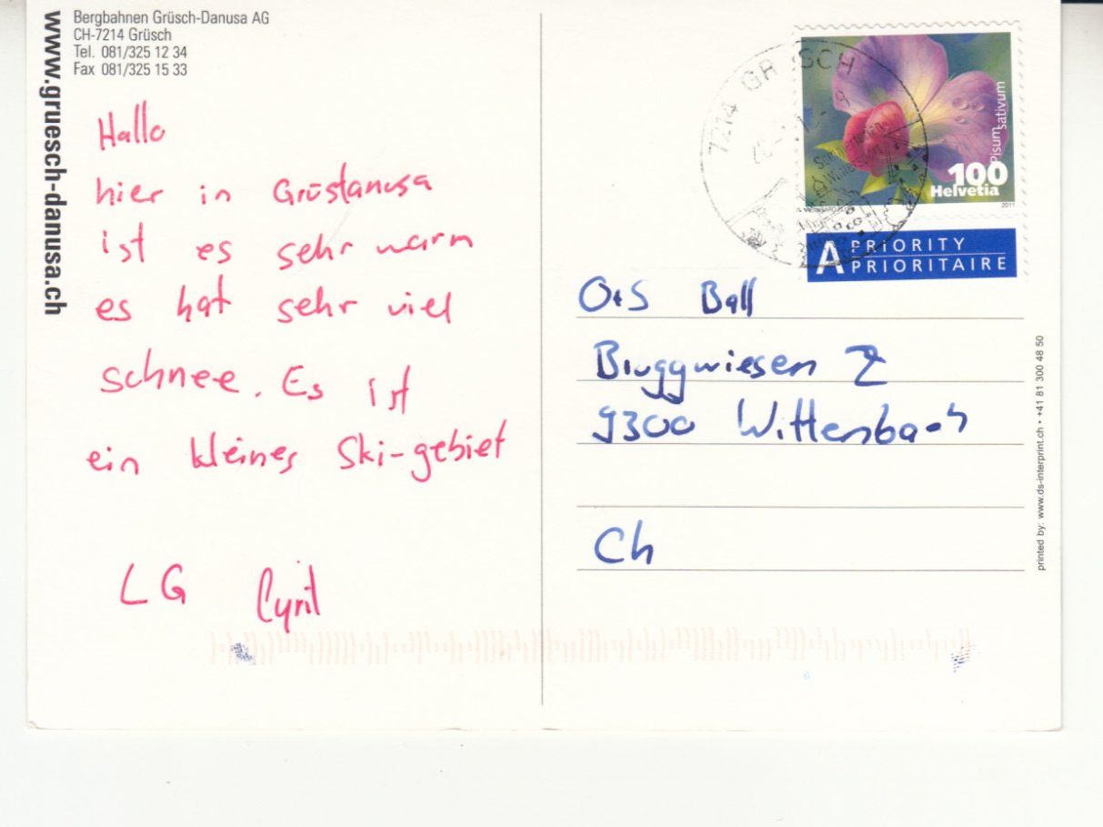 Ansichtskarten: Grüsch Danusa 2012 – Gebraucht aus Bürglen TG von StampGraf 1
