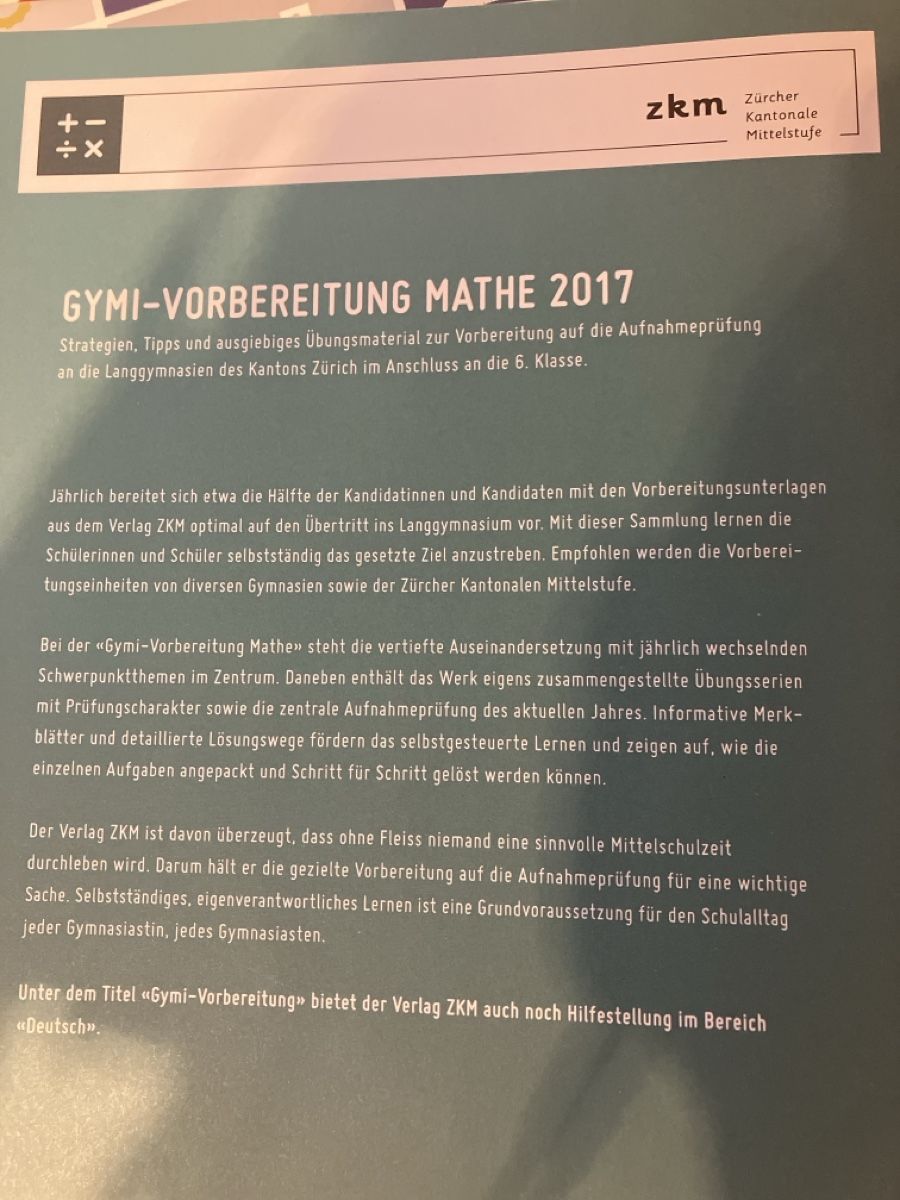 Libri: Gymi-Vorbereitung Mathe 2017 – Usato da Nürensdorf venduto da Santoryuu 1