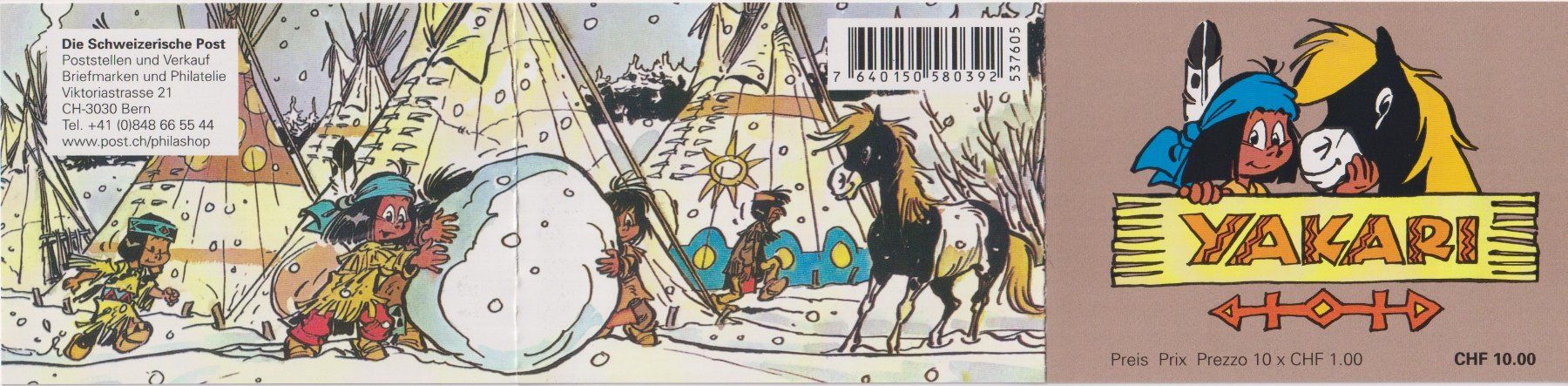 Alle Briefmarken: Markenheftchen YAKARI+++ 2012 – Gebraucht aus Samnaun-Compatsch von Muckimu