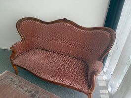 Antikes Sofa Holzausfuehrung Polster altrosa gut erhalten