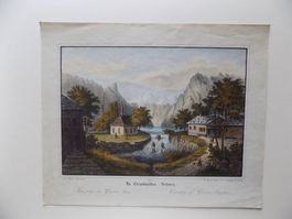In Graubünden kolorierte Lithographie Wenzel