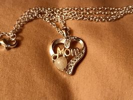 HALSKETTE SILBER 925 & ANHÄNGER "MOM" - NEU - MAMI - MUTTER