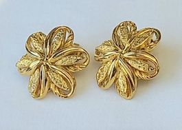 Goldene Blumen-Ohrclips, , gepflegt, top Zustand
