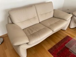 Ledersofa 185x80x88 cm beige