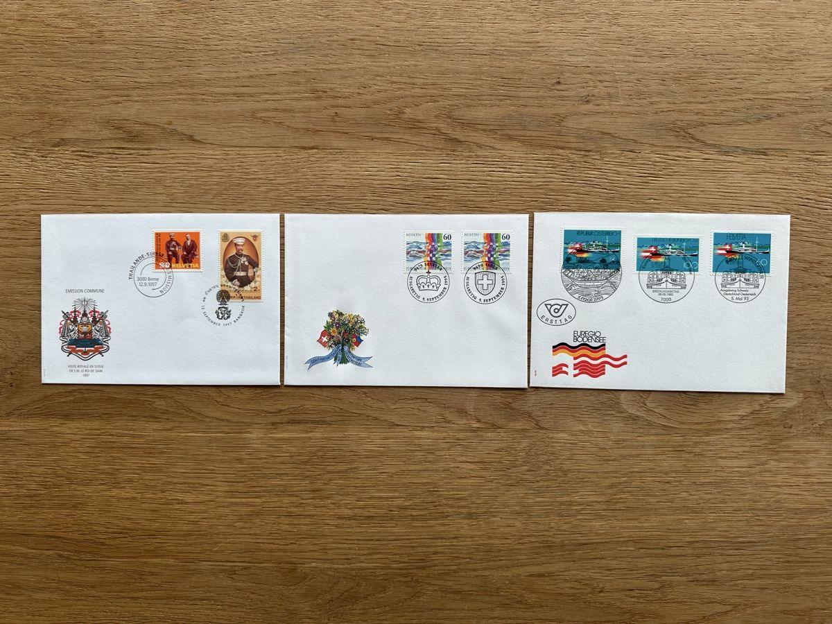 Alle Briefmarken: Schweiz - 3x Gemeinschaftsausgaben FDC  – Gebraucht aus Schmitten / FR von Samsara169