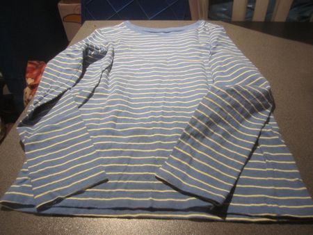 Pullover  ca. Grösse S, grau/blau gestreift