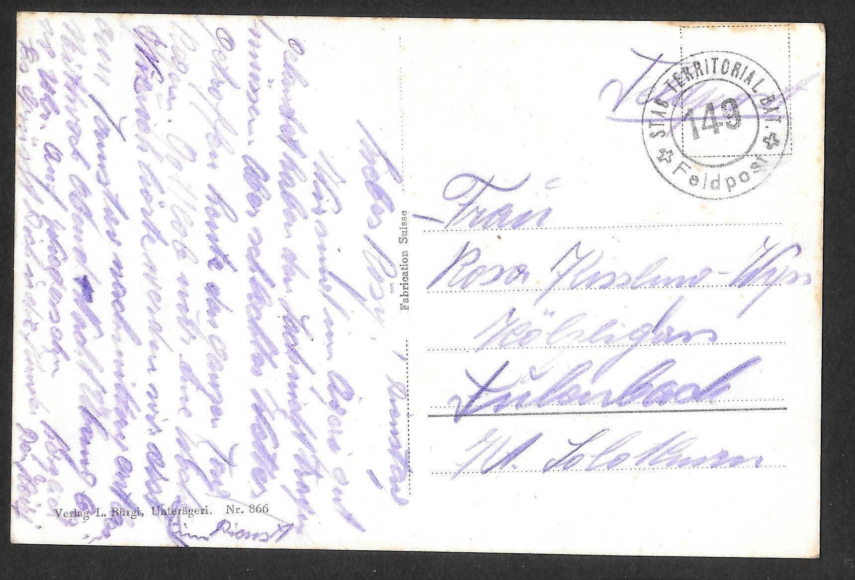 Cartoline postali: Unterägeri Teilansicht Feldpoststempel – Usato da Olten venduto da clotaldi 1