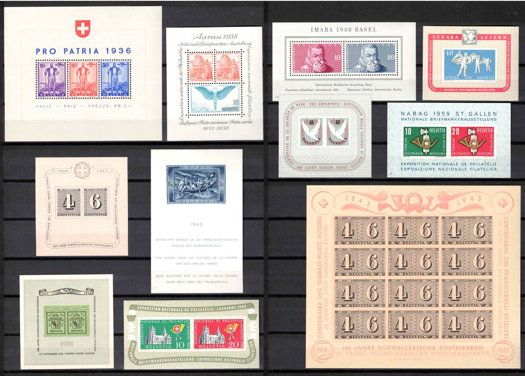 Tutti i francobolli: Schweiz 1936 - 1959, Block Lot postfrisch ** – Nuovo (secondo la descrizione) da Nuglar venduto da Stamp88